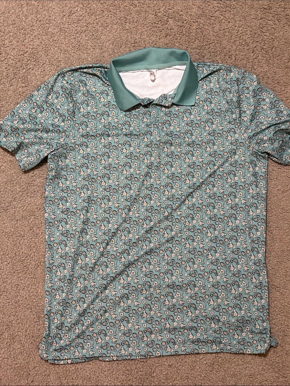 All in Motion Men's Teal Floral Polo Shirt